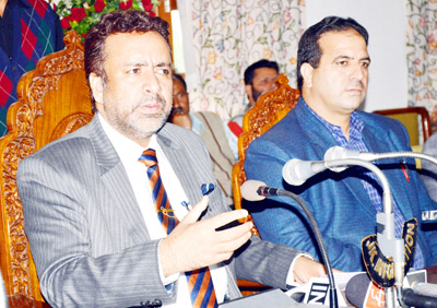 Minister for CAPD Ch Zulfkar addressing a press conference at Srinagar on Friday. -Excelsior/Photo Minister for CAPD Ch Zulfkar addressing a press conference at Srinagar on Friday. -Excelsior/Photo