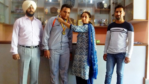 School management presenting winning medal to Gourav Sharma. School management presenting winning medal to Gourav Sharma.