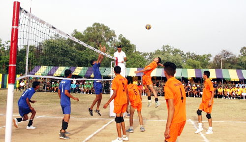 Players in action during Volleyball match at Samba. Players in action during Volleyball match at Samba.