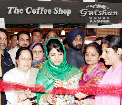 Chief Minister, Mehbooba Mufti inaugurating Bookstore-cum-Coffee Cafe at Nehru Park on Tuesday. Chief Minister, Mehbooba Mufti inaugurating Bookstore-cum-Coffee Cafe at Nehru Park on Tuesday.