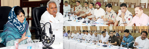 Chief Minister, Mehbooba Mufti chairing a meeting of officials on Tuesday. Chief Minister, Mehbooba Mufti chairing a meeting of officials on Tuesday.