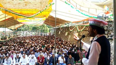 PCC chief GA Mir addressing party workers. PCC chief GA Mir addressing party workers.