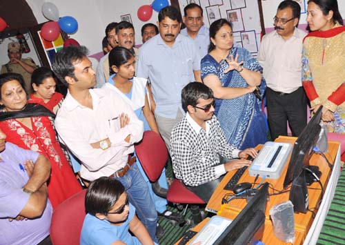 MoS for Education Priya Sethi interacting with visually impaired students working on the new computerised Braille machines. MoS for Education Priya Sethi interacting with visually impaired students working on the new computerised Braille machines.