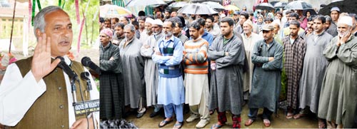 Minister for Public Works and Parliamentary Affairs, Abdul Rehman Veeri addressing people on Tuesday. Minister for Public Works and Parliamentary Affairs, Abdul Rehman Veeri addressing people on Tuesday.
