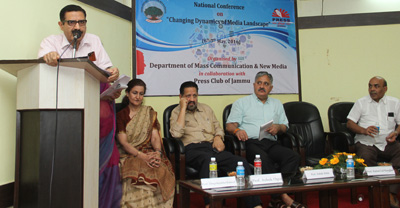 Prof Rattan Lal Hangloo, VC of Allahabad University delivering lecture during valedictory session of national conference on media at CUJ on Saturday. Prof Rattan Lal Hangloo, VC of Allahabad University delivering lecture during valedictory session of national conference on media at CUJ on Saturday.