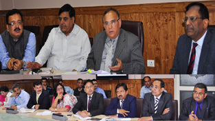 Chief Secretary, B R Sharma reviewing progress of BAS in a meeting at Srinagar on Monday. Chief Secretary, B R Sharma reviewing progress of BAS in a meeting at Srinagar on Monday.