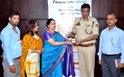 IGP Jammu Danish Rana and senior members of HelpAge India at the launch of App for senior citizens at Jammu on Tuesday.