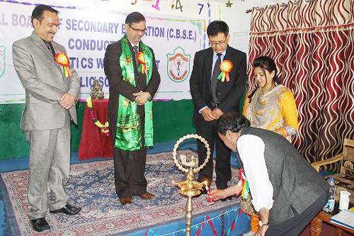 Dignitary inaugurating workshop by lighting a traditional lamp at DPS Leh. Dignitary inaugurating workshop by lighting a traditional lamp at DPS Leh.