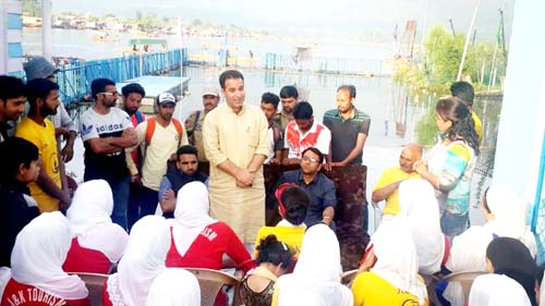 MoS Sunil Sharma interacting with players at Water Sports Centre, Nehru Park, Srinagar. MoS Sunil Sharma interacting with players at Water Sports Centre, Nehru Park, Srinagar.
