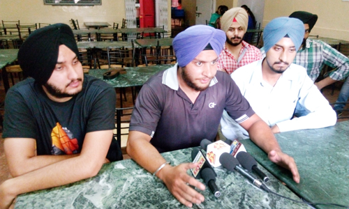 Officials of NSUI interacting with media persons at Jammu on Tuesday. Officials of NSUI interacting with media persons at Jammu on Tuesday.