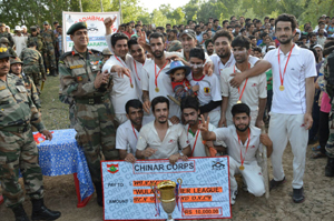 Winners of Wular Premier League posing for group photograph. Winners of Wular Premier League posing for group photograph.