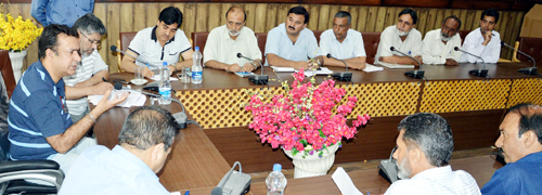 CAPD Minister Ch Zulfkar chairing a meeting at Srinagar on Wednesday. CAPD Minister Ch Zulfkar chairing a meeting at Srinagar on Wednesday.