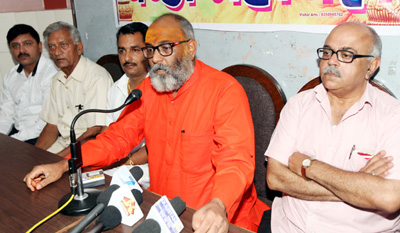 Swami Rajeshwaranand addressing a press conference on Wednesday. -Excelsior/Rakesh Swami Rajeshwaranand addressing a press conference on Wednesday. -Excelsior/Rakesh