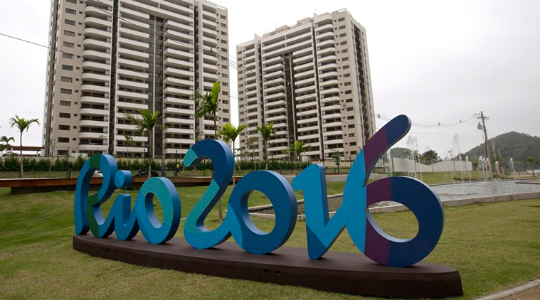 Rio 2016 sign stands in front of the Olympic Village during a media tour in Rio de Janeiro, Brazil, Thursday. Rio 2016 sign stands in front of the Olympic Village during a media tour in Rio de Janeiro, Brazil, Thursday.