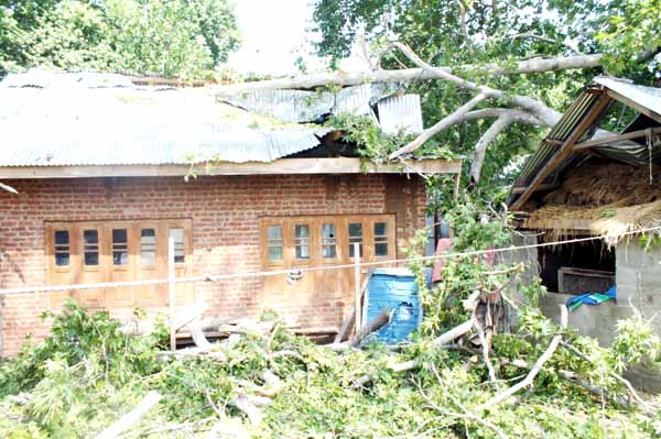 Massive destruction due to wind-storm in Pulwama. -Excelsior/ Younis Khaliq Massive destruction due to wind-storm in Pulwama. -Excelsior/ Younis Khaliq