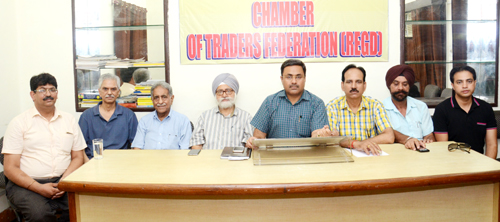 President Neeraj Anand and other office bearers of Chamber of Traders Federation in a meeting on Thursday. President Neeraj Anand and other office bearers of Chamber of Traders Federation in a meeting on Thursday.