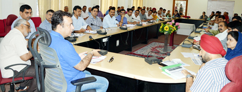 Minister for CAPD Ch Zulfkar chairing a meeting at Jammu on Monday. Minister for CAPD Ch Zulfkar chairing a meeting at Jammu on Monday.