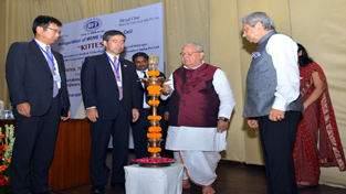 Kalraj Mishra, Union Minister for MSME lighting ceremonial lamp to inaugurate KITTES at Delhi. Kalraj Mishra, Union Minister for MSME lighting ceremonial lamp to inaugurate KITTES at Delhi.