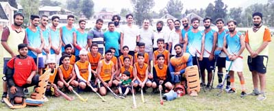 Participants of District Hockey Championship posing for group photograph at Poonch. Participants of District Hockey Championship posing for group photograph at Poonch.