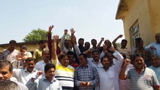 City ration dealers staging protest against CAPD authorities in Jammu. City ration dealers staging protest against CAPD authorities in Jammu.