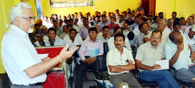 SKUAST-Jammu VC addressing participants of a workshop on Tuesday. SKUAST-Jammu VC addressing participants of a workshop on Tuesday.