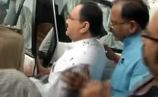 Ink thrown at Union minister Nadda in Bhopal's AIIMS Ink thrown at Union minister Nadda in Bhopal's AIIMSInk thrown at Union minister Nadda in Bhopal's AIIMS