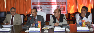 Prof Amitabh Mattoo, Kacho Ahmad Ali Khan, Prof Ashok Aima and Haji Asgar Ali Karbalai during a workshop on ‘Cross-LoC Trade CBMs’ at Kargil. Prof Amitabh Mattoo, Kacho Ahmad Ali Khan, Prof Ashok Aima and Haji Asgar Ali Karbalai during a workshop on ‘Cross-LoC Trade CBMs’ at Kargil.