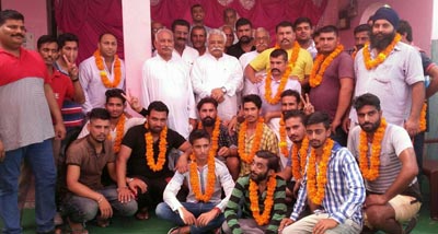 Senior NC leader with newly joined youth during public meeting at Marh on Sunday. Senior NC leader with newly joined youth during public meeting at Marh on Sunday.