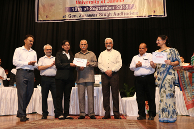 MP Shamsher Singh awarding a participant of Youth Parliament Programme at JU on Monday. MP Shamsher Singh awarding a participant of Youth Parliament Programme at JU on Monday.