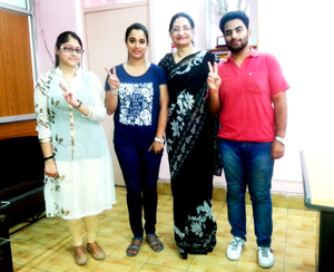 Newly elected team of JU Students Cultural Council posing with Dean Students Welfare, Prof Satnam Kour. Newly elected team of JU Students Cultural Council posing with Dean Students Welfare, Prof Satnam Kour.