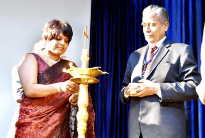 Guests lighting ceremonial lamp during inaugural of two-day conference at CUJ on Friday. Guests lighting ceremonial lamp during inaugural of two-day conference at CUJ on Friday.