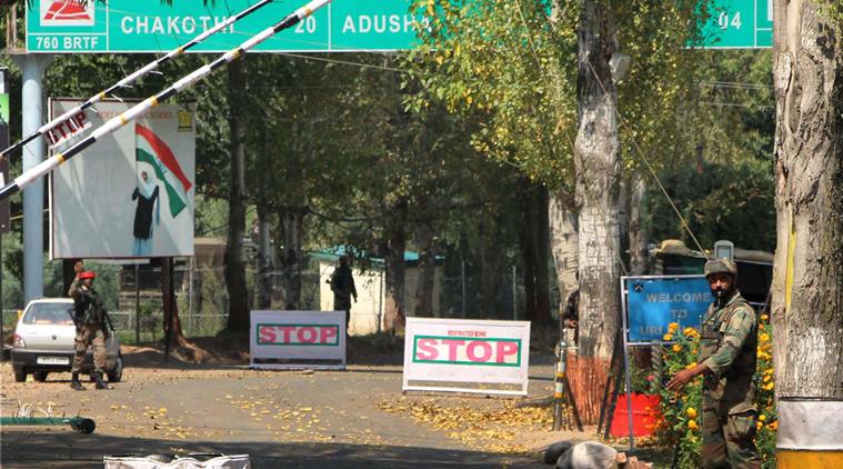 Army soldiers guard at Uri