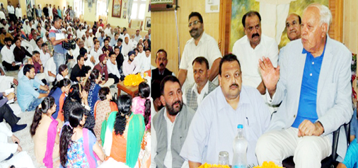 NC president Dr Farooq Abdullah addressing senior party leaders in Jammu on Monday. NC president Dr Farooq Abdullah addressing senior party leaders in Jammu on Monday.