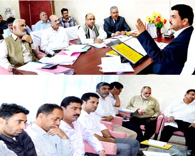 MoS for Forest Mir Zahoor chairing a meeting at Srinagar on Thursday. MoS for Forest Mir Zahoor chairing a meeting at Srinagar on Thursday.
