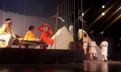 A scene from the play ‘Dhak Ghar’ staged by Samooh Theatre at Abhinav Theatre in Jammu. A scene from the play ‘Dhak Ghar’ staged by Samooh Theatre at Abhinav Theatre in Jammu.