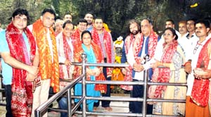 Bollywood personalities paying obeisance at Shiv Khori Shrine on Monday. Bollywood personalities paying obeisance at Shiv Khori Shrine on Monday.
