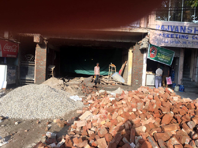 Illegal construction demolished by JMC at Nai Basti, Satwari in Jammu. Illegal construction demolished by JMC at Nai Basti, Satwari in Jammu.