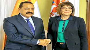 Union Minister Dr Jitendra Singh, currently on a visit to Belgrade, being received at the National Assembly House of the Republic of Serbia by the Speaker, Maja Gojkovic. Union Minister Dr Jitendra Singh, currently on a visit to Belgrade, being received at the National Assembly House of the Republic of Serbia by the Speaker, Maja Gojkovic.