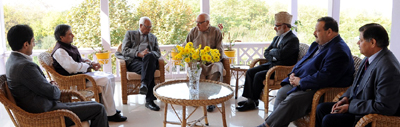 A delegation of National Conference during meeting with Governor NN Vohra on Tuesday. A delegation of National Conference during meeting with Governor NN Vohra on Tuesday.