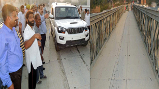 MLA Nagrota, Devender Singh Rana during opening of bailey bridge at Nagrota. MLA Nagrota, Devender Singh Rana during opening of bailey bridge at Nagrota.