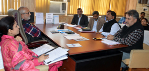 Education Minister, Naeem Akhtar chairing a meeting at Srinagar on Tuesday. Education Minister, Naeem Akhtar chairing a meeting at Srinagar on Tuesday.
