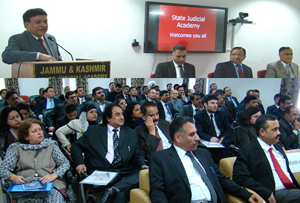 Judicial officers being enlightened about various aspects of cyber crime during a workshop at Jammu on Sunday. Judicial officers being enlightened about various aspects of cyber crime during a workshop at Jammu on Sunday.