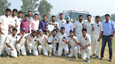 Triumphant cricket team of Govt SPMR College of Commerce posing for a group photograph alongwith the dignitaries after winning the Inter-College Cricket Tournament. Triumphant cricket team of Govt SPMR College of Commerce posing for a group photograph alongwith the dignitaries after winning the Inter-College Cricket Tournament.