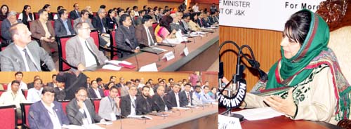 Chief Minister Mehbooba Mufti addressing Industry Talent Enabler Confluence on Friday. Chief Minister Mehbooba Mufti addressing Industry Talent Enabler Confluence on Friday.