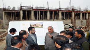 Minister for R&B and Parliamentry Affairs A R Veeri inspecting developmental projects at Anantnag on Saturday. Minister for R&B and Parliamentry Affairs A R Veeri inspecting developmental projects at Anantnag on Saturday.