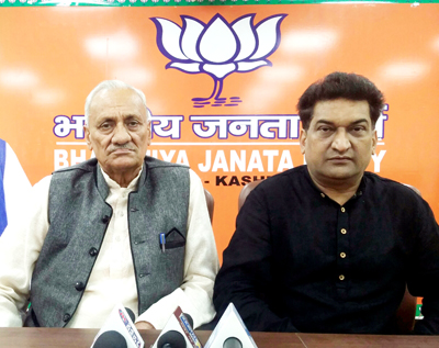 BJP leaders at a press conference at Jammu on Friday. BJP leaders at a press conference at Jammu on Friday.