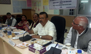 Minister of Industries & Commerce Chander Parkash Ganga addressing valedictory function of entrepreneurship development programme at Samba on Thursday. —Excelsior/Gautam Minister of Industries & Commerce Chander Parkash Ganga addressing valedictory function of entrepreneurship development programme at Samba on Thursday. —Excelsior/Gautam