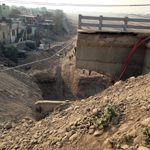 Approach road to 4th Tawi bridge yet to be reconstructed by JKPCC. —Excelsior/Rakesh Approach road to 4th Tawi bridge yet to be reconstructed by JKPCC. —Excelsior/Rakesh