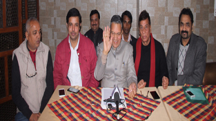 Pawan Shastri addressing a press conference at Jammu on Sunday. Pawan Shastri addressing a press conference at Jammu on Sunday.