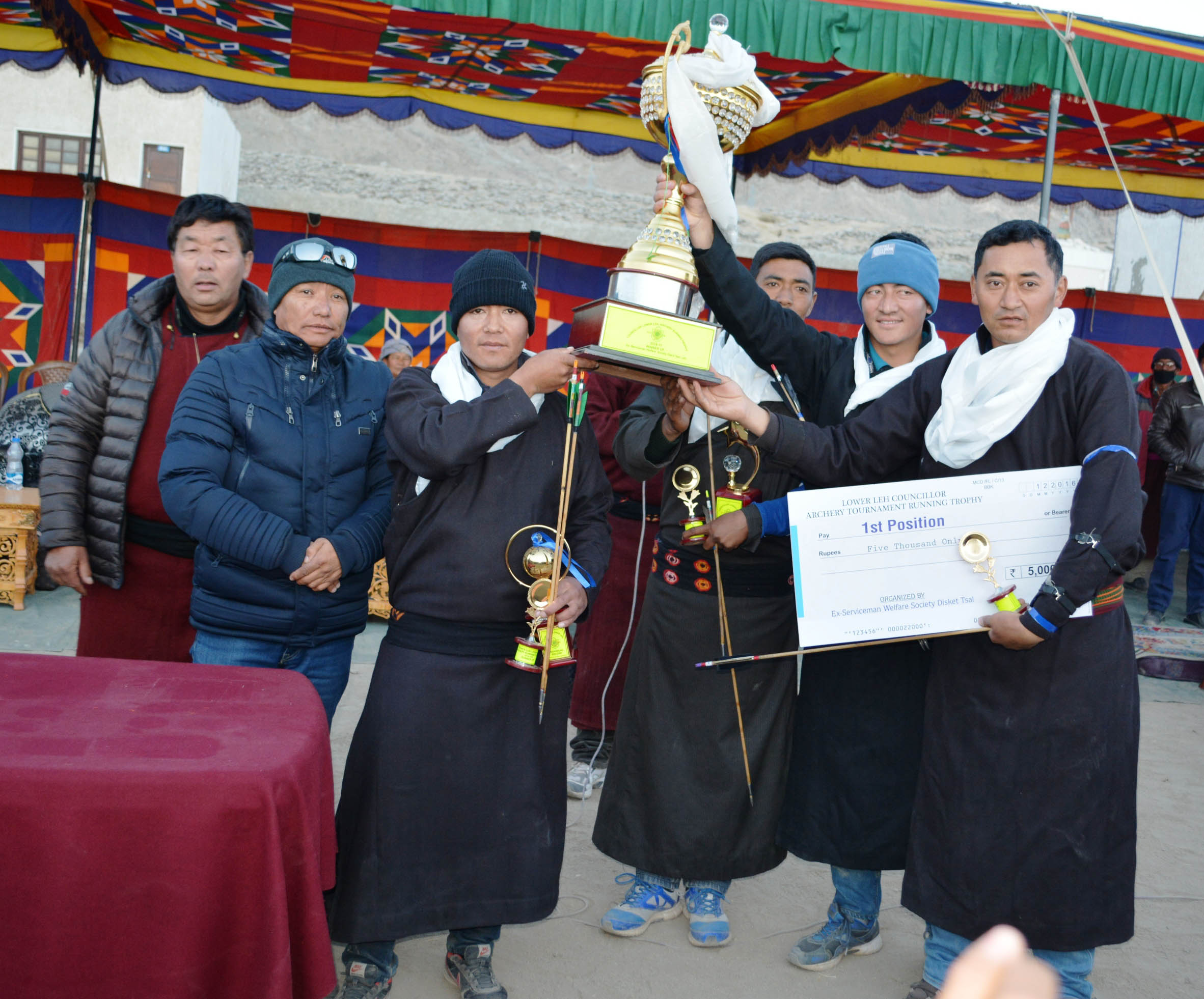 Ladakh Scout Red team holding trophy while posing for a photograph. —Excelsior/Stanzin Ladakh Scout Red team holding trophy while posing for a photograph. —Excelsior/Stanzin